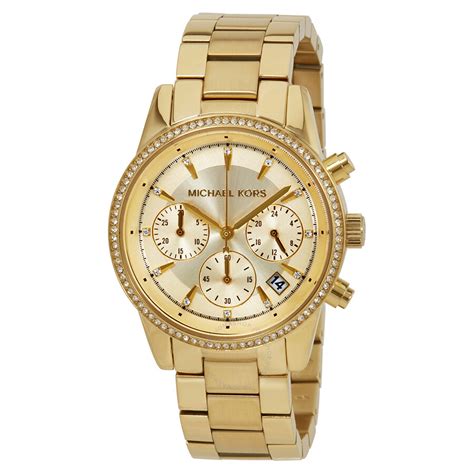 gold michael kors watch womens|Michael Kors chronograph gold.